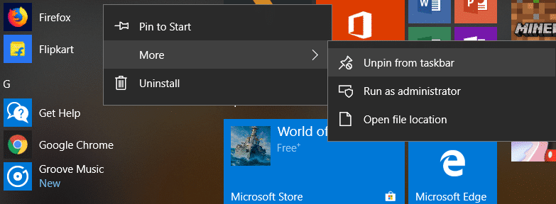 如何在 Windows 10 開始功能表中停用動態磁貼
