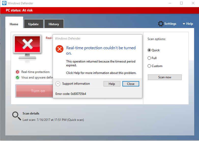 解决方案无法激活Windows Defender