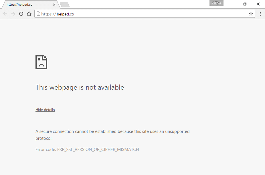 Chrome 中的 ERR_SSL_VERSION_OR_CIPHER_MISMATCH [已解决]