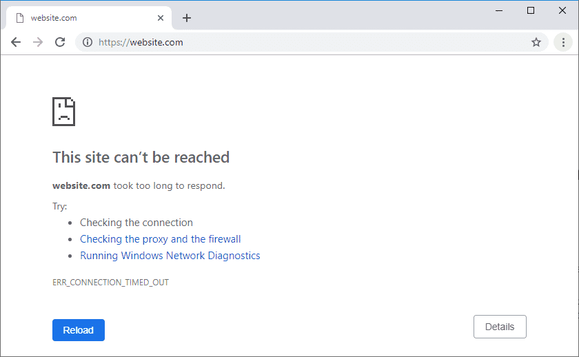 在 Google Chrome 上设置 ERR_CONNECTION_TIMED_OUT