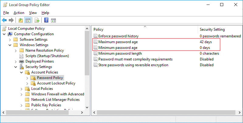 在Windows 10中啟用或禁用密碼到期
