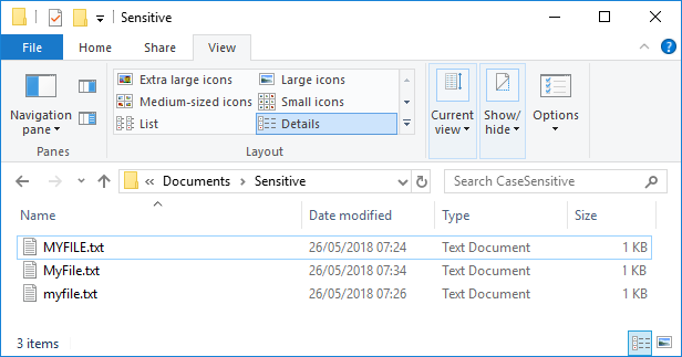 启用或禁用Windows 10中文件夹的大写和小写之间的区别属性