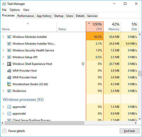 修复Windows模块安装程序的CPU的大量使用