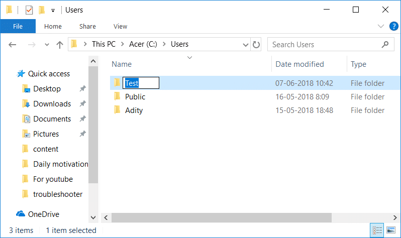 更改Windows 10上的用户配置文件夹的名称