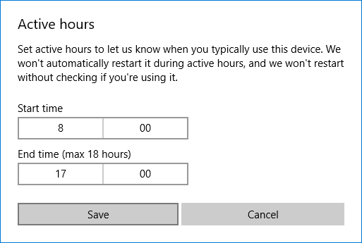 如何更改 Windows 10 更新的活动时间