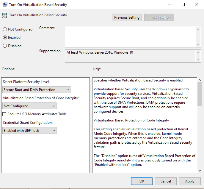 在 Windows 10 中啟用或停用 Credential Guard