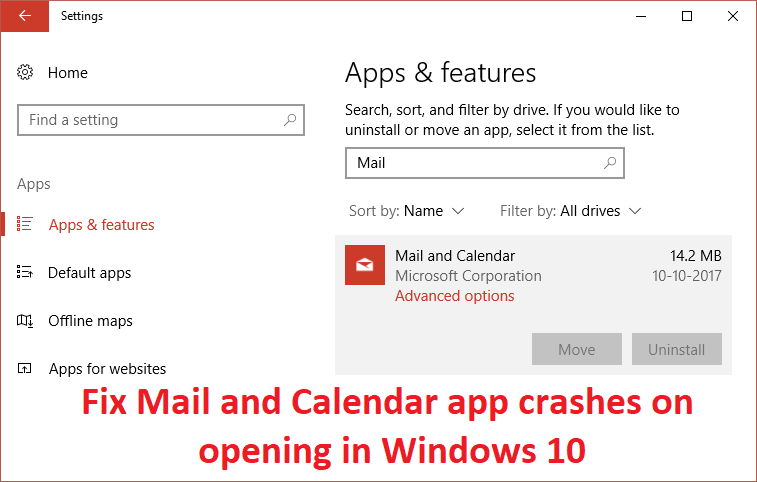 修复邮件和日历应用程序在 Windows 10 中打开时崩溃的问题