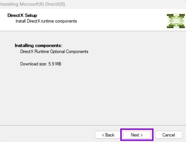 运行 DXSETUP.exe 安装 DirectX 运行库