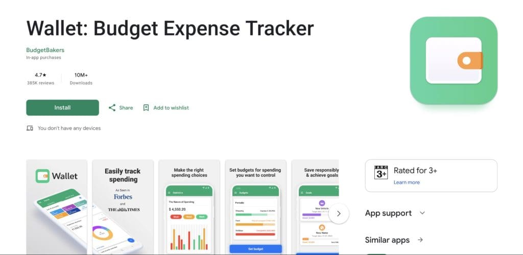 Wallet 记账 App 界面