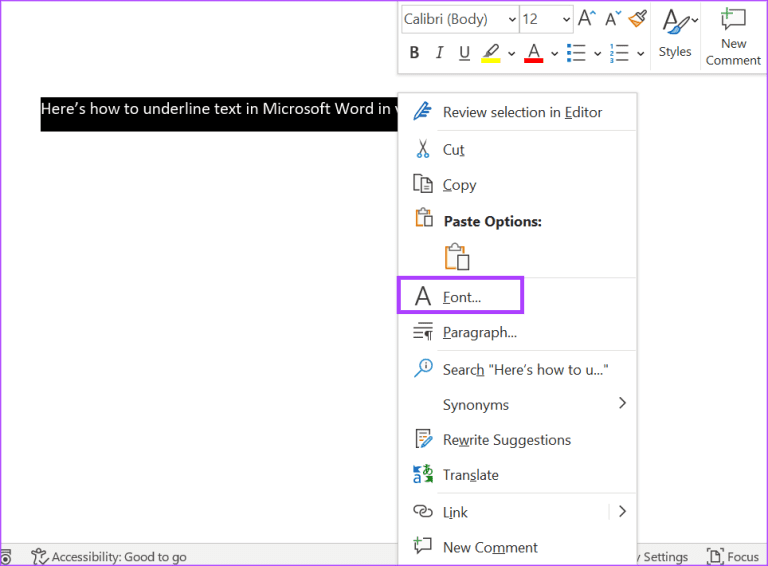 在 Microsoft Word 中為文字新增底線的 3 種方法 - Tech Guide
